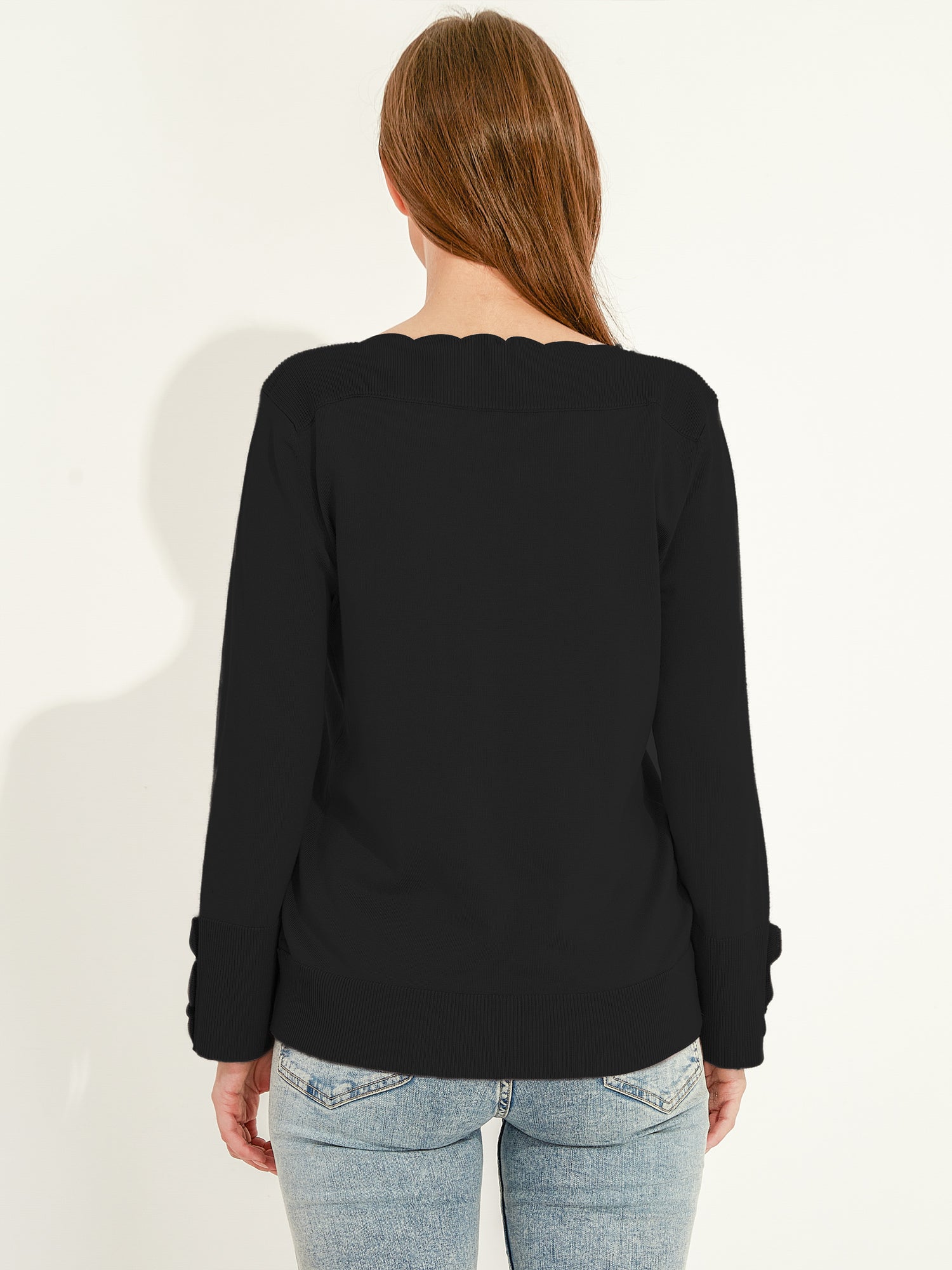 Petal Edge Boat Neck Sweater