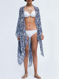 Azure Print Kimono Swim Cover Up