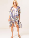 Dusty Blue Garden Print Kimono - Shopmossrose