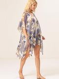 Dusty Blue Garden Print Kimono - Shopmossrose