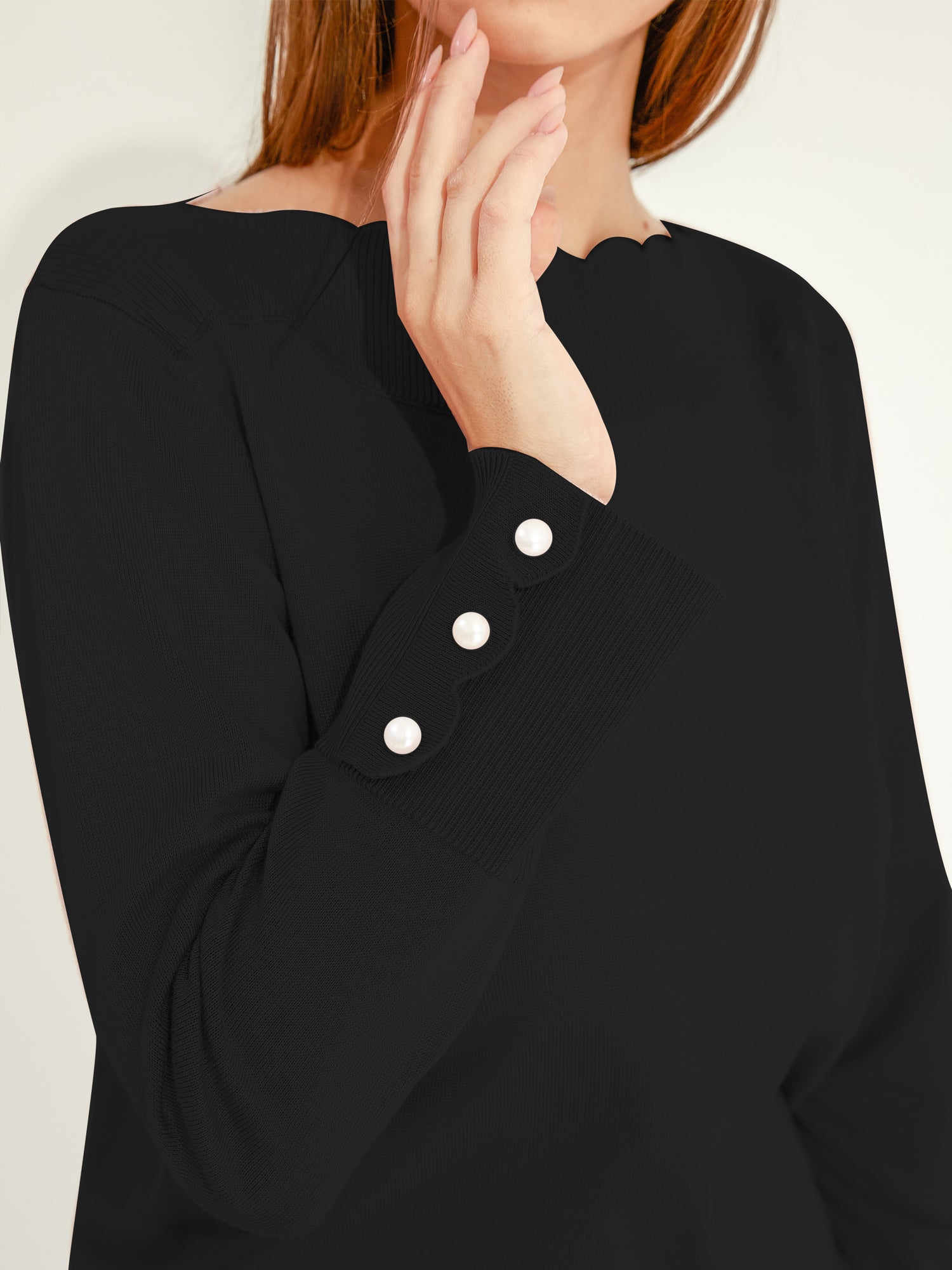 Petal Edge Boat Neck Sweater