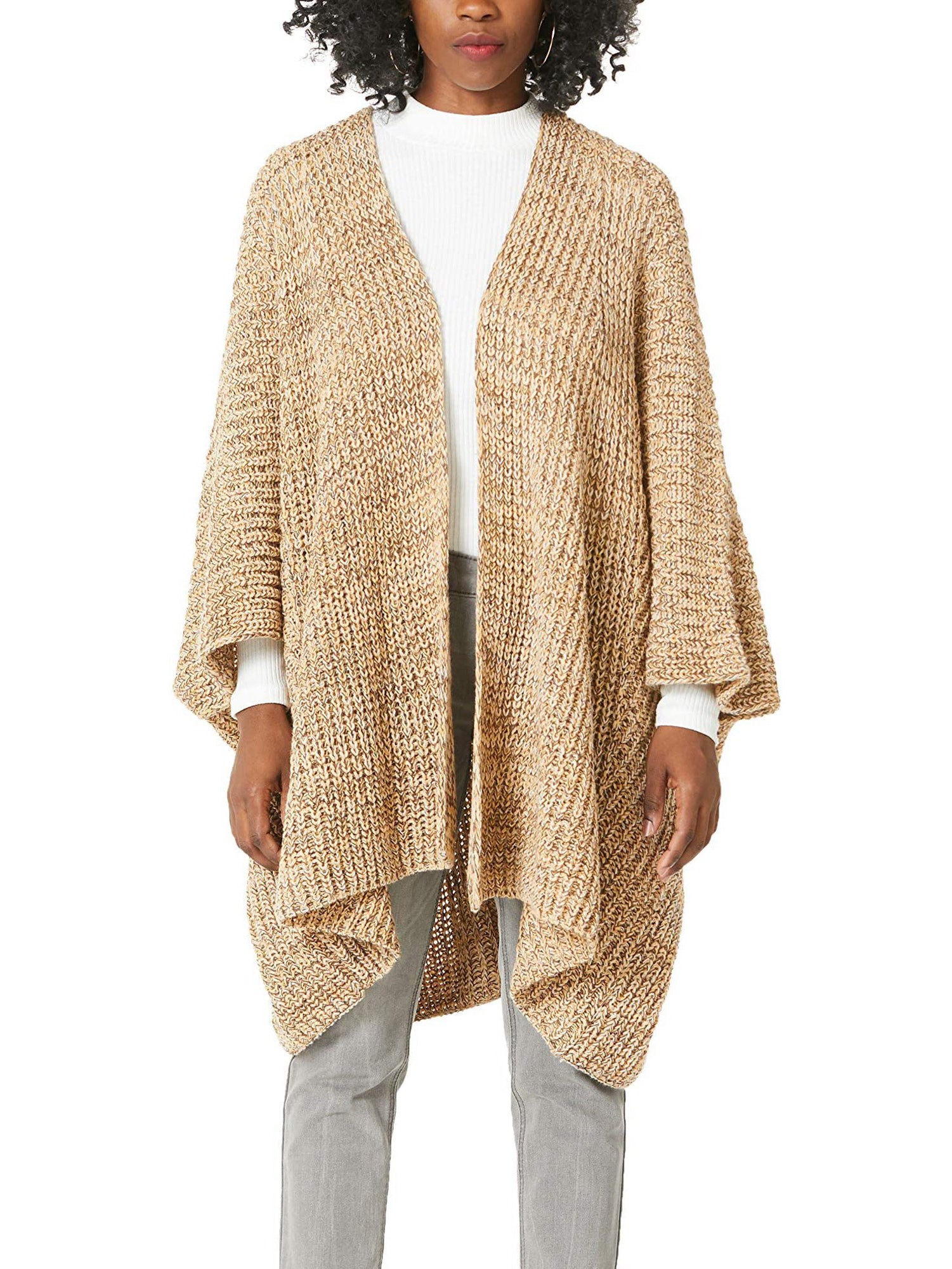 Marled Knit Kimono Shawl Wrap