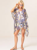 Dusty Blue Garden Print Kimono - Shopmossrose