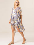 Dusty Blue Garden Print Kimono - Shopmossrose