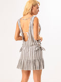 Side Tie Stripe Swim Cover Up Dress