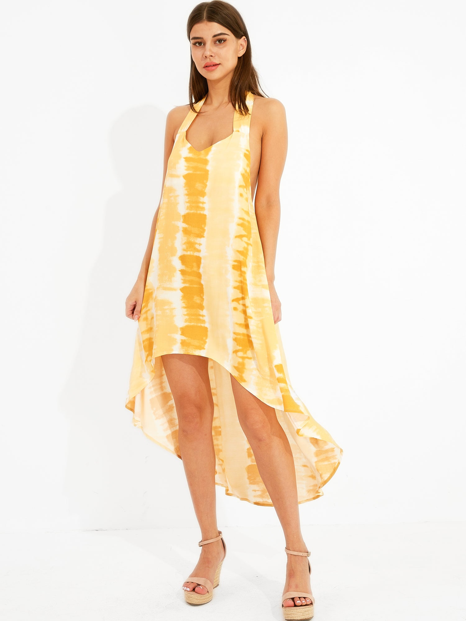 Sierra Tie-Dye Halter High-Low Dress
