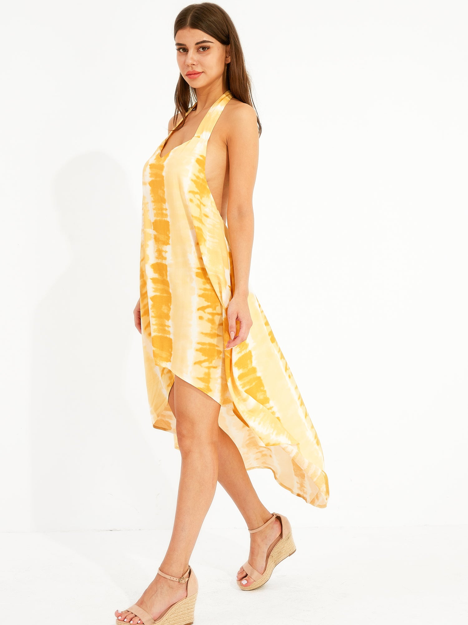 Sierra Tie-Dye Halter High-Low Dress