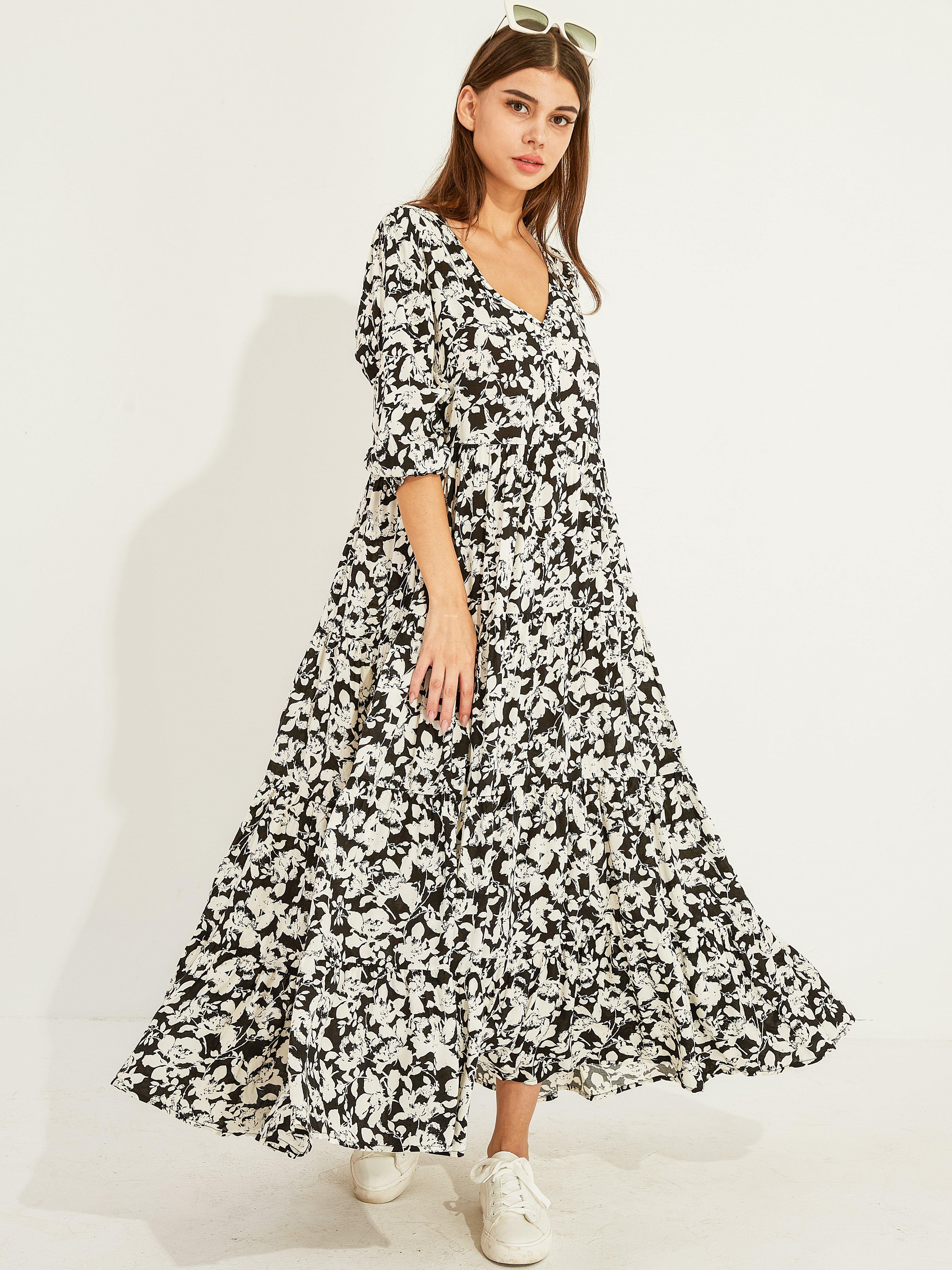 Floral Tiered Maxi Dress - Shopmossrose