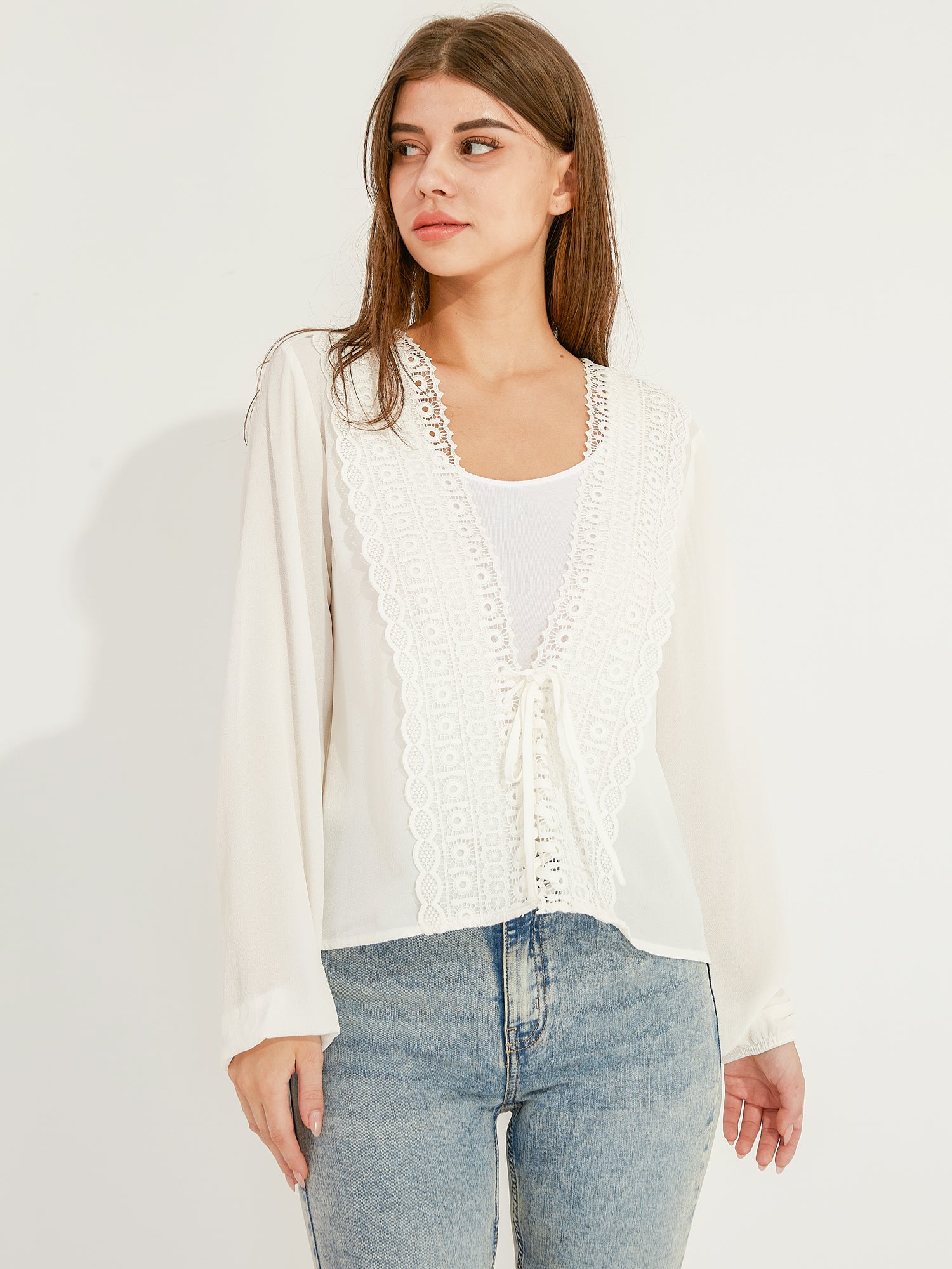 Tie Front Lace Top