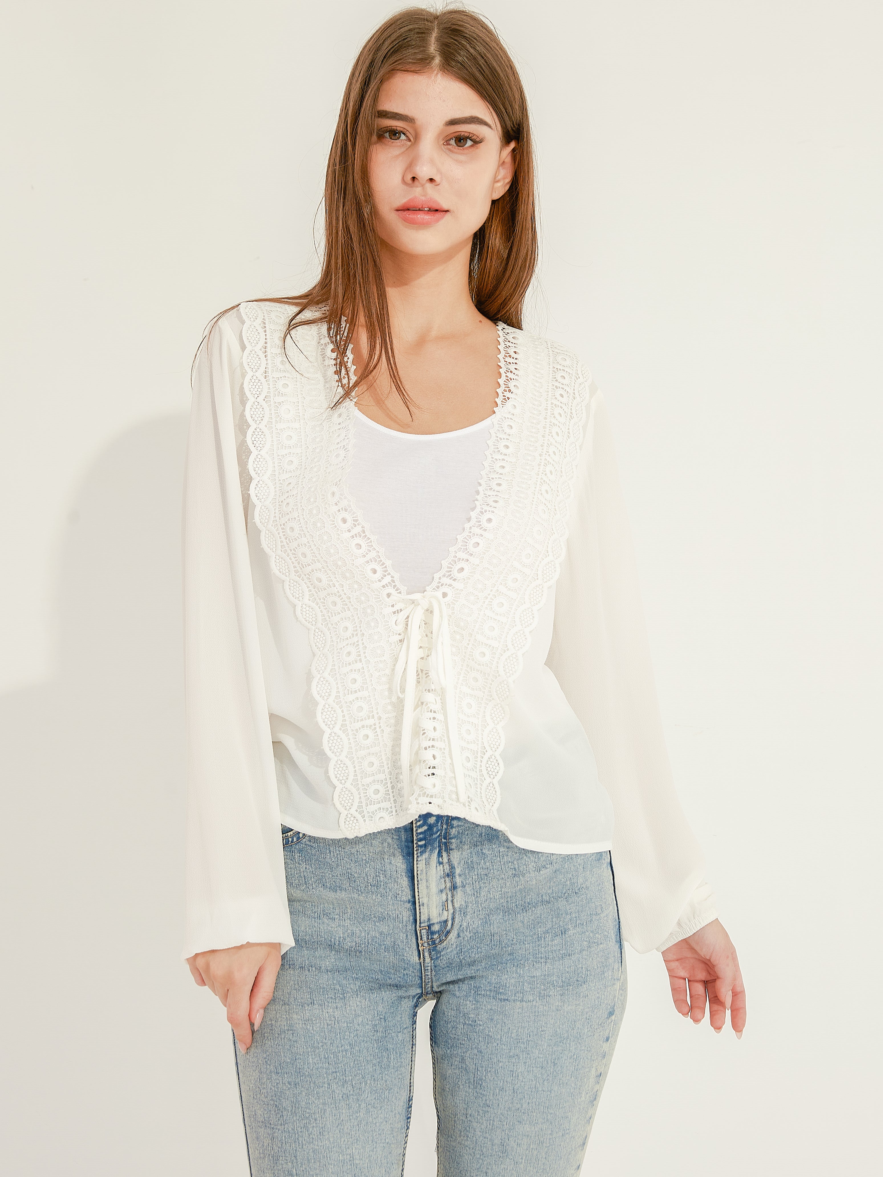 Tie Front Lace Top