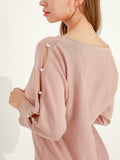 Waythefree Pearl Detail Cut Out Sleeve Sweater