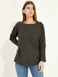 Button Detail Boat Neck Sweater - Shopmossrose