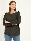 Button Detail Boat Neck Sweater - Shopmossrose