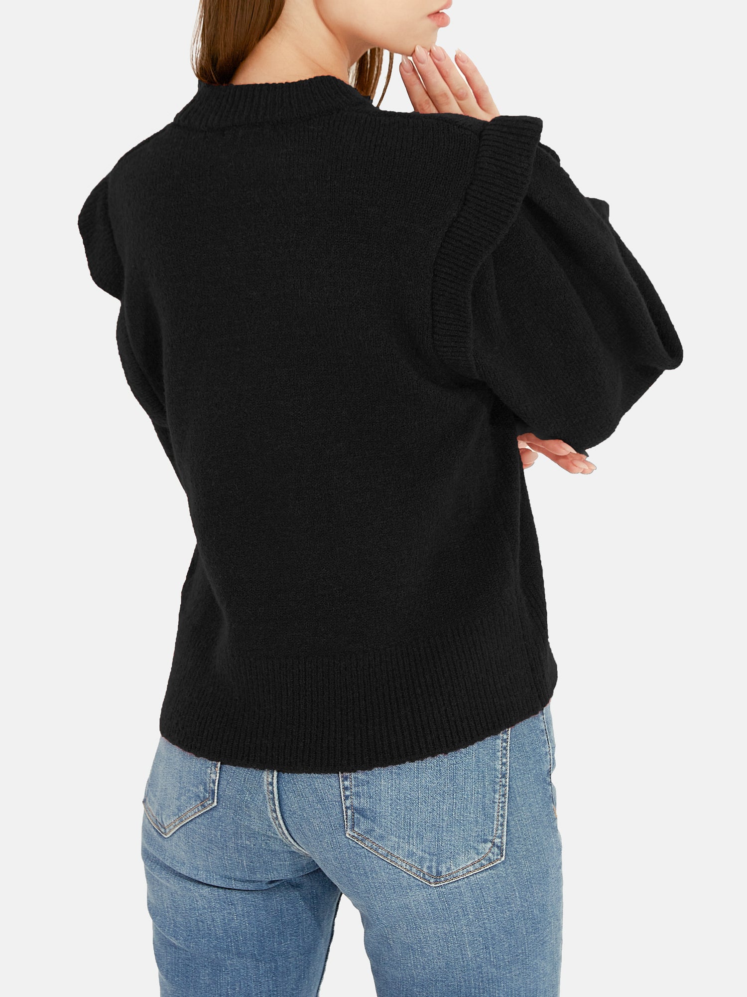 Waythefree Puffed Sleeve Cropped Sweater