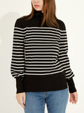 Waythefree Stripe Balloon Sleeve Turtleneck Sweater