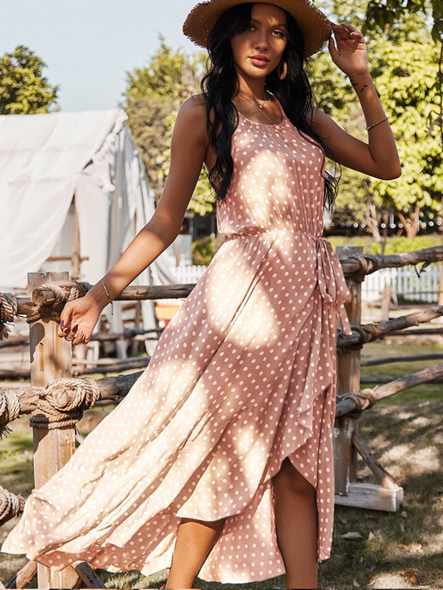 Moss Rose Ruffle Wrap Maxi Dress