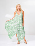 Moss Rose Leaf Print Maxi Dress Cover Up