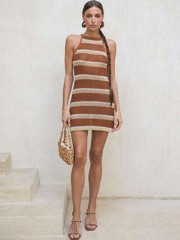 Moss Rose Striped Crochet Dress
