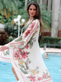 Ivory Floral Kimono Beach Cover Up