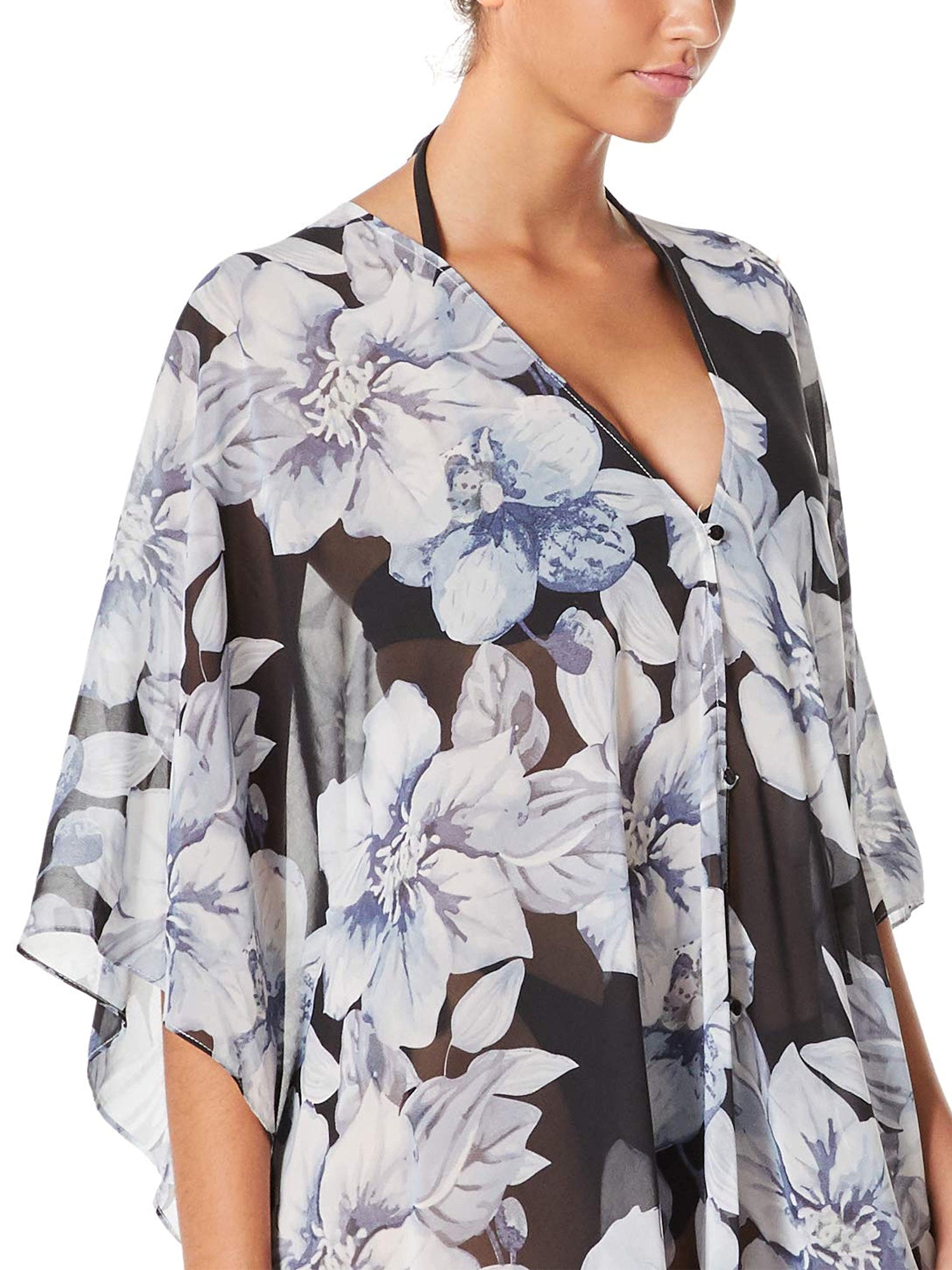 Midnight Gardenia Kimono Beach Cover Up