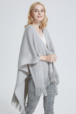 Studded Detail Fringe Knit Wrap - Shopmossrose