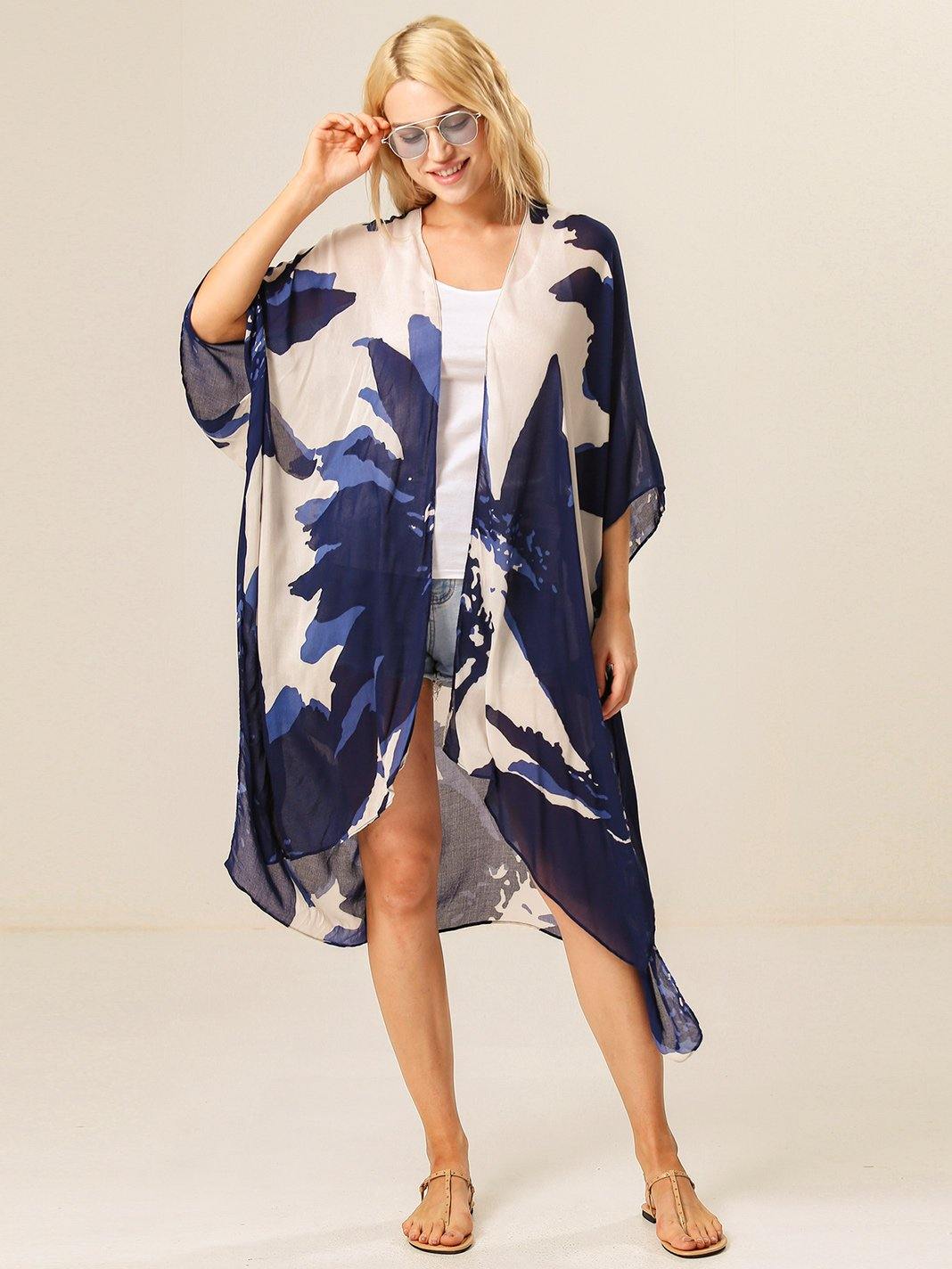 Moss Rose Blue Boho Kimono