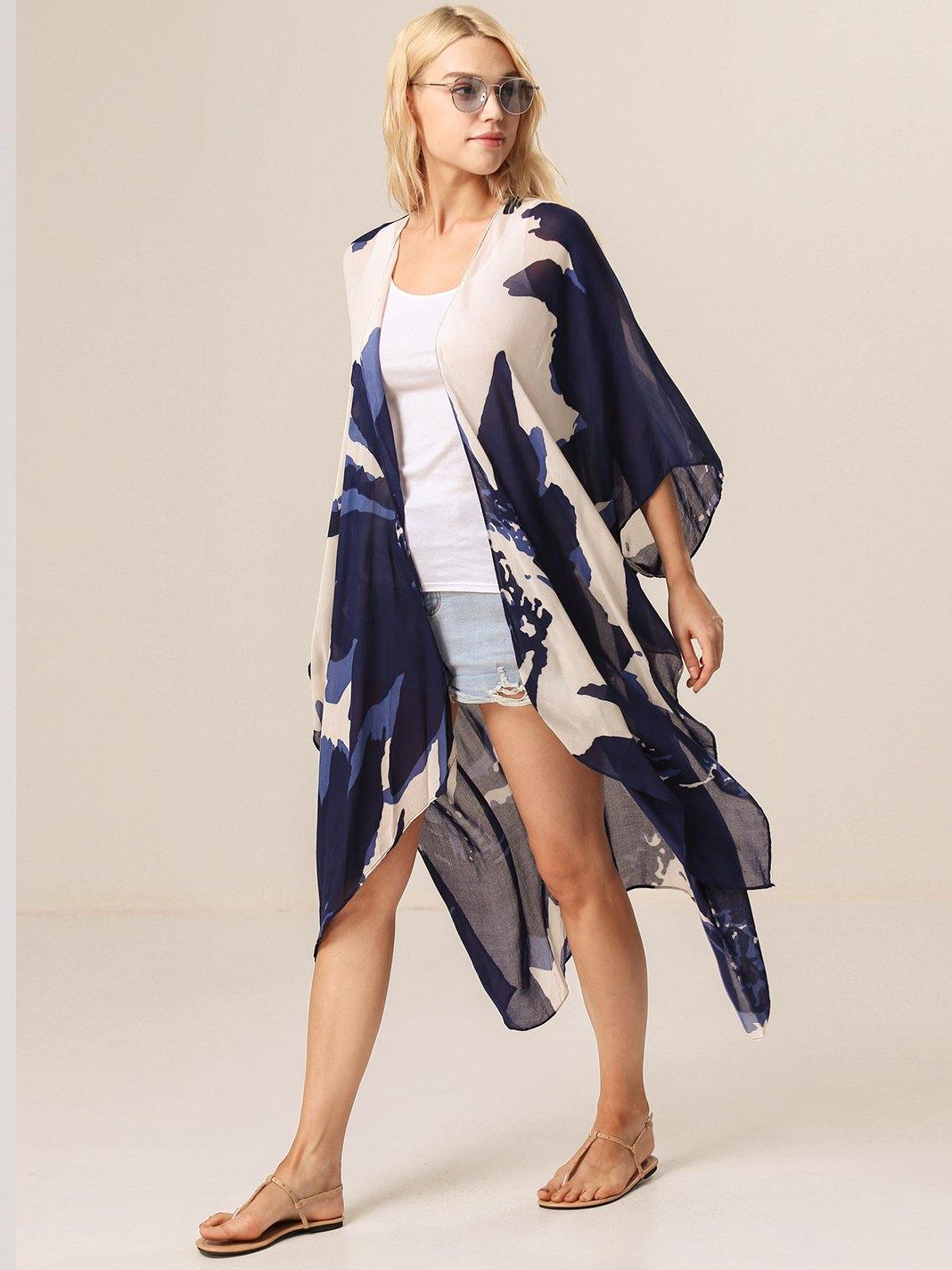 Moss Rose Blue Boho Kimono