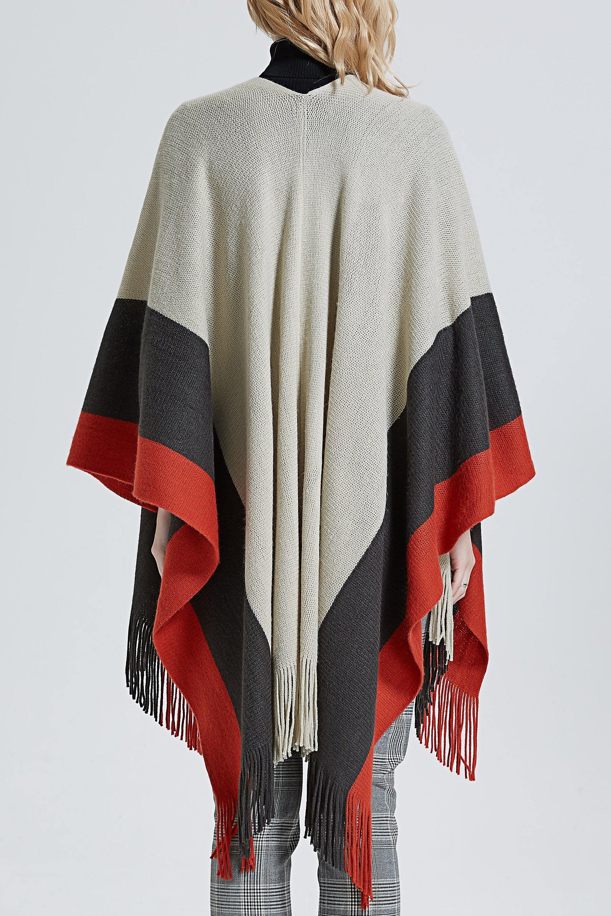 Color Block Pocket Knit Wrap - Shopmossrose
