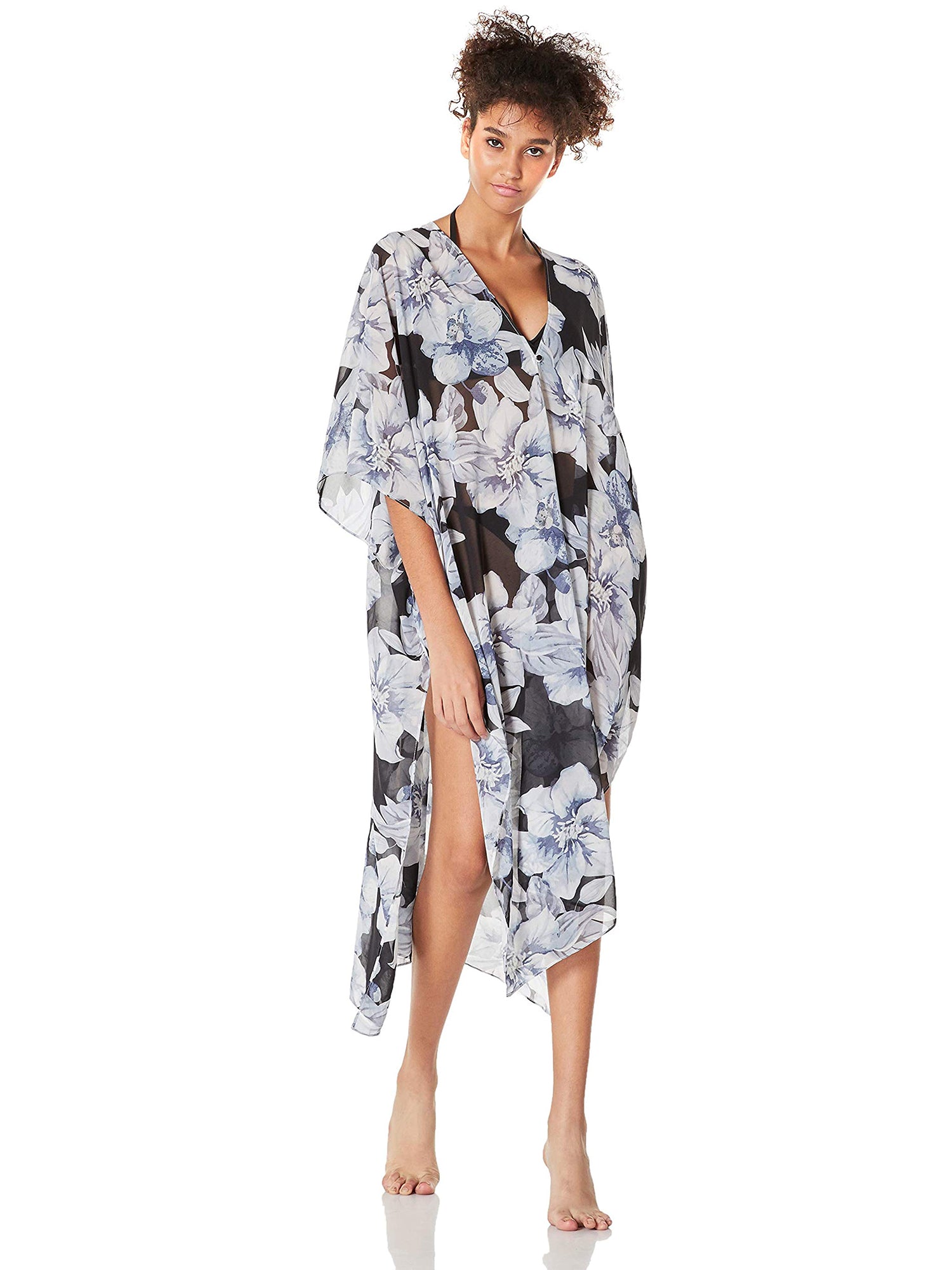 Midnight Gardenia Kimono Beach Cover Up