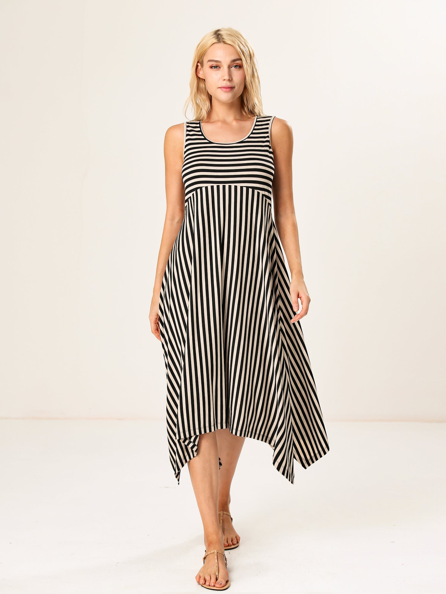 Moss Rose Stripe Midi Dress