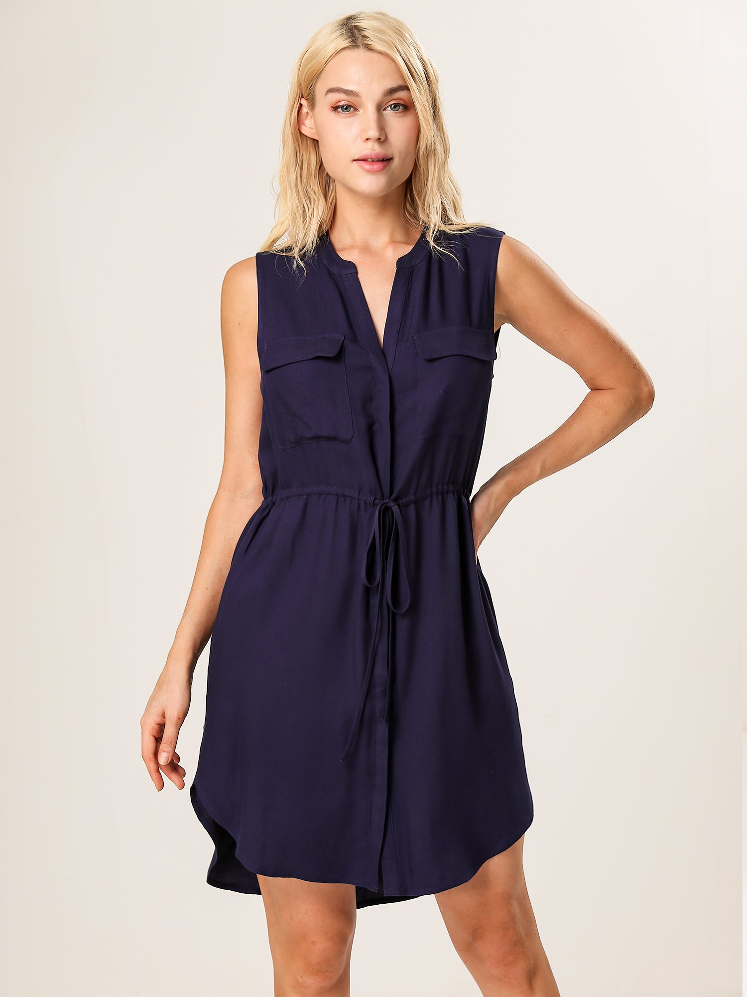 Moss Rose Sleeveless Shirt Dress