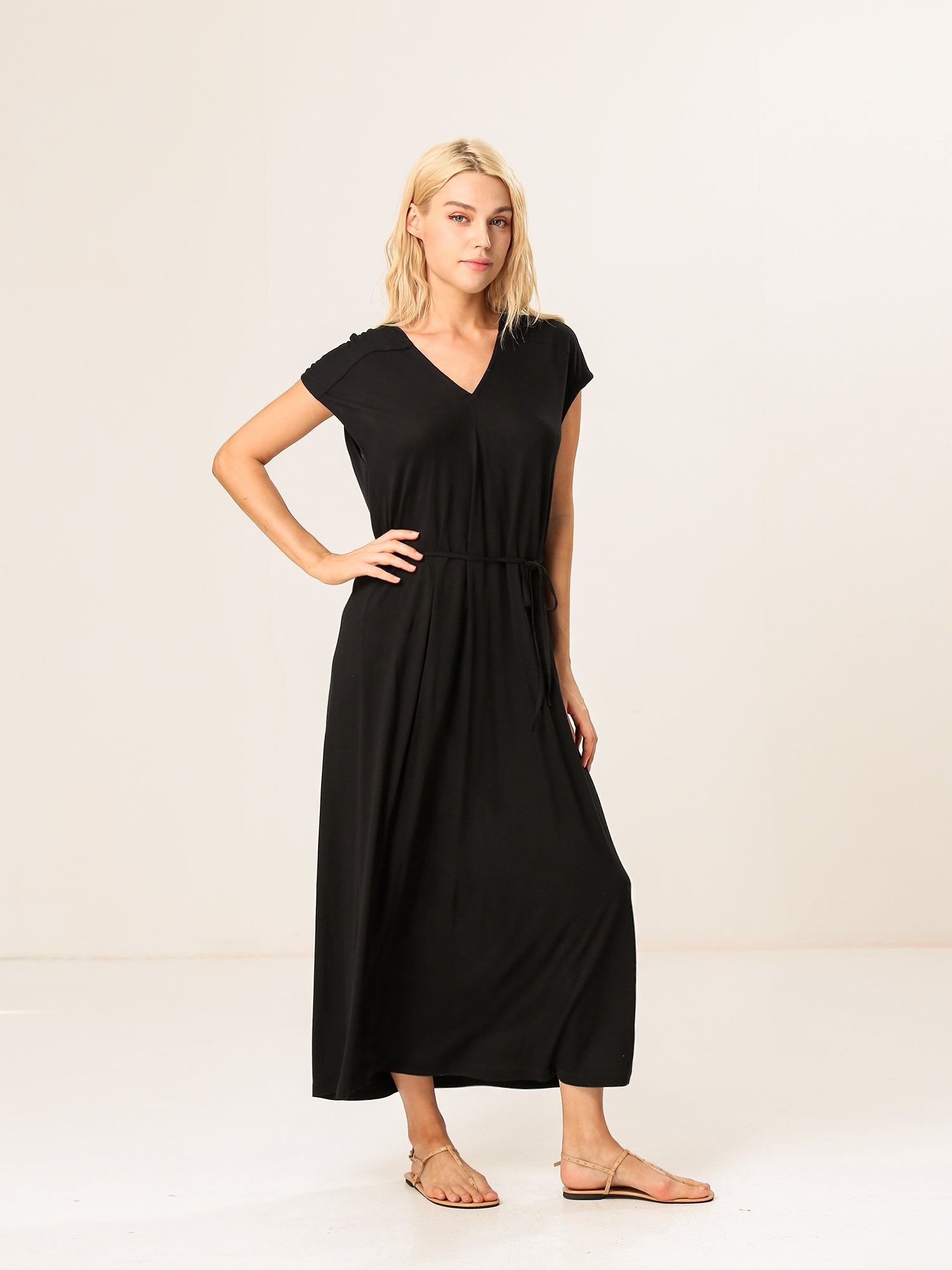 Moss Rose Waterfall Knit Maxi Dress