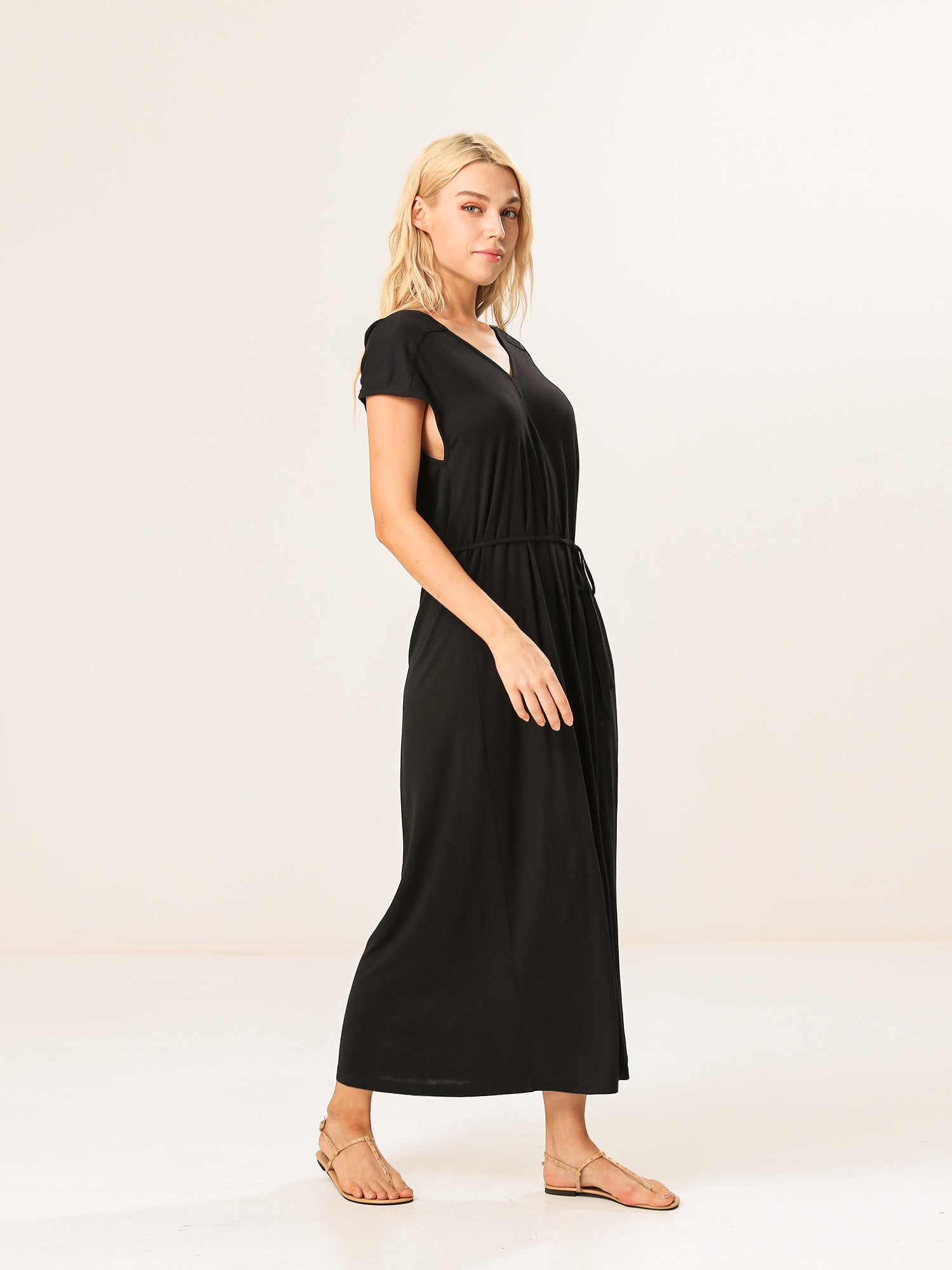 Moss Rose Waterfall Knit Maxi Dress