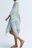 Moss Rose Birdy Sage Print Kimono