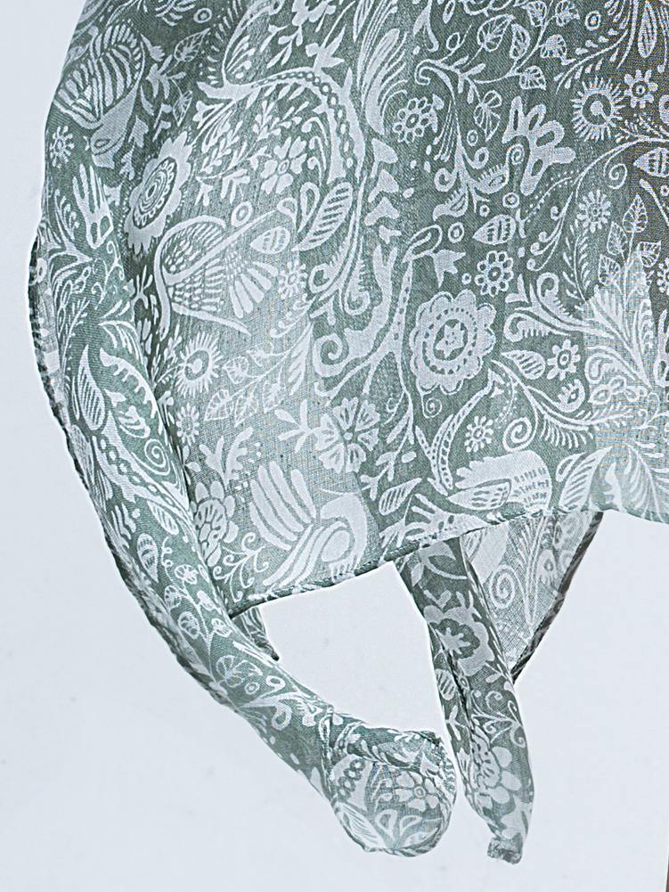 Moss Rose Birdy Sage Print Kimono