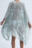 Moss Rose Birdy Sage Print Kimono