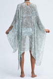 Moss Rose Birdy Sage Print Kimono