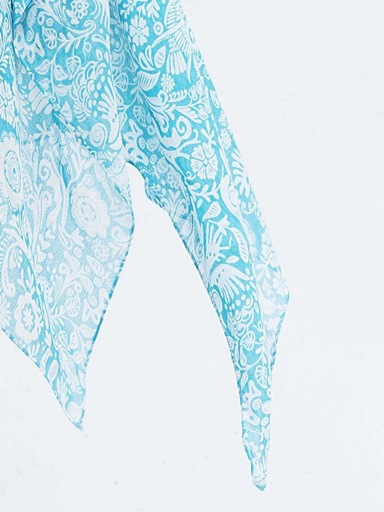 Moss Rose Birdy Aqua Print Kimono