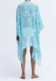 Moss Rose Birdy Aqua Print Kimono