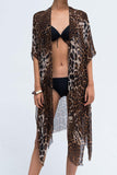 Moss Rose Leopard Print Kimono