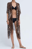 Moss Rose Leopard Print Kimono