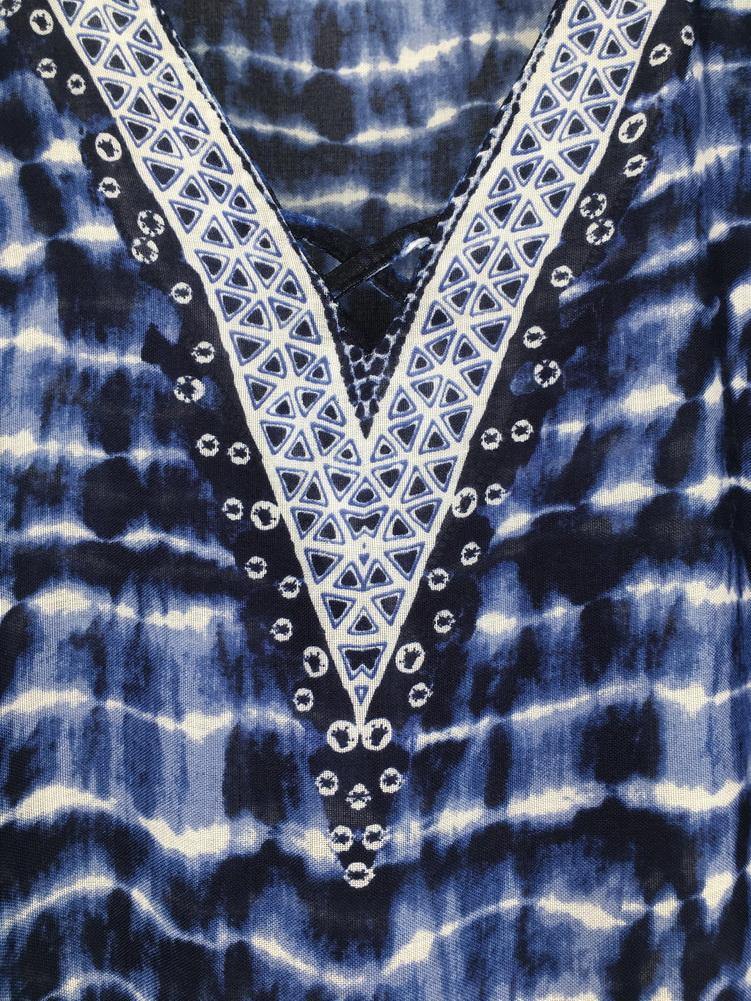 Moss Rose Blue Tie Dye Kaftan