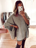 Turtleneck Poncho Pullover Sweater