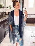 Blue Ribbon Print Kimono