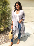 Adeline Grey Print Kimono - Shopmossrose