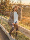 Black White Boho Poncho Cape