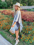 Studded Detail Fringe Knit Wrap - Shopmossrose