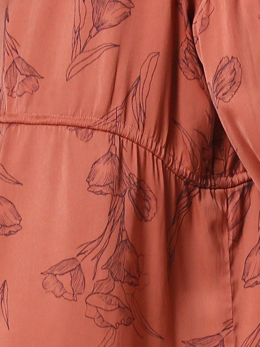 Floral Print Satin Robe - Shopmossrose