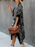 Adeline Black Teal Print Kimono