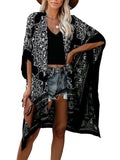 Adeline Black Teal Print Kimono